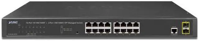 Alt view image 2 of 3 - Planet GS-4210-16T2S 16-Port Layer 2 Managed Gigabit Ethernet Switch W/2 SFP Interfaces