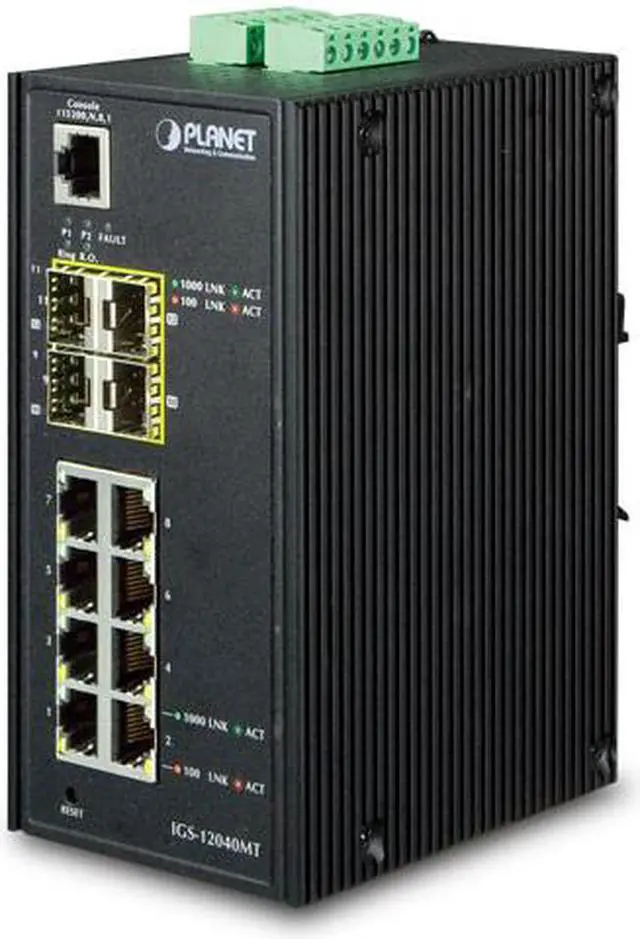 Main image of Planet IGS-12040MT Industrial 8-Port 10/100/1000T + 4-Port 100/1000X SFP Managed Switch (-40 ~ 75 Degrees C)