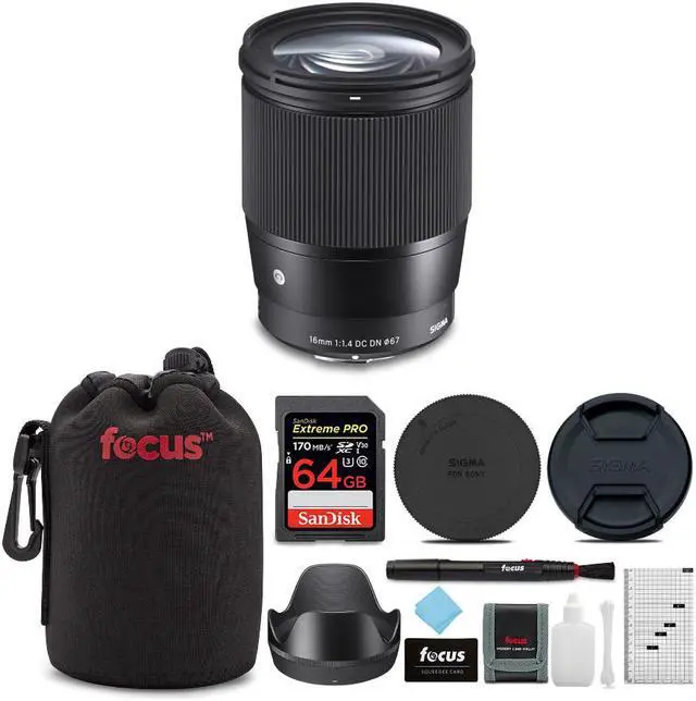 Main image of Sigma 16mm f/1.4 DC DN Contemporary Lens for Canon EF-M with 64GB SD Card Bundle