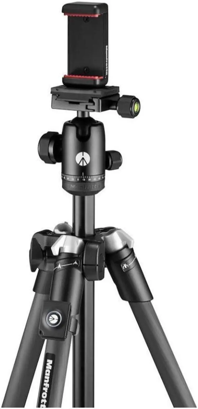 Alt view image 10 of 14 - Manfrotto Element MII Mobile Bluetooth 4-Section Carbon Fiber Traveler Tripod, Black