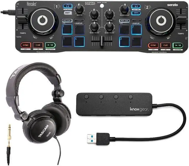Main image of Hercules DJControl Starlight Pocket USB DJ Controller with Headphones & USB Hub