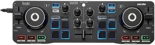 Alt view image 2 of 8 - Hercules DJControl Starlight Pocket USB DJ Controller with Headphones & USB Hub