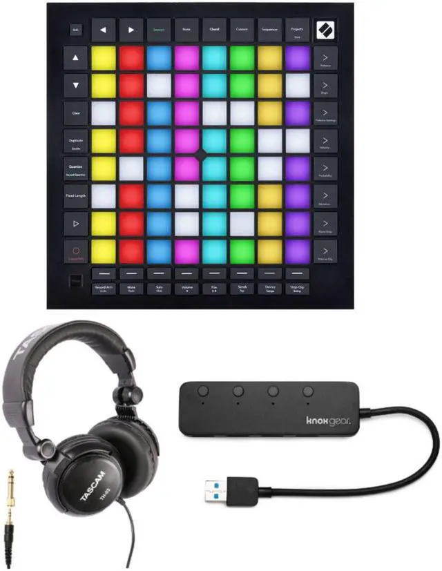 Main image of Novation Launchpad Pro MK3 with Over-Ear Headphones & Knox 3.0 4 Port USB Hub