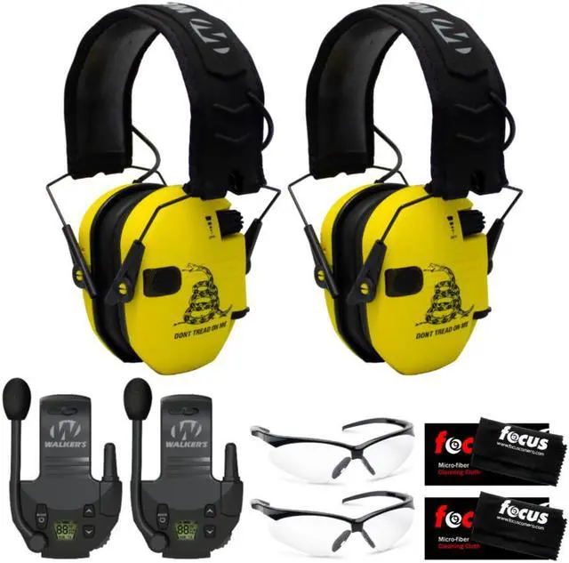 Main image of Walkerâ€™s Razor Shooting Muff (DTOM Yellow) 2-Pack w/ Walkie Talkie & Glasses Kit