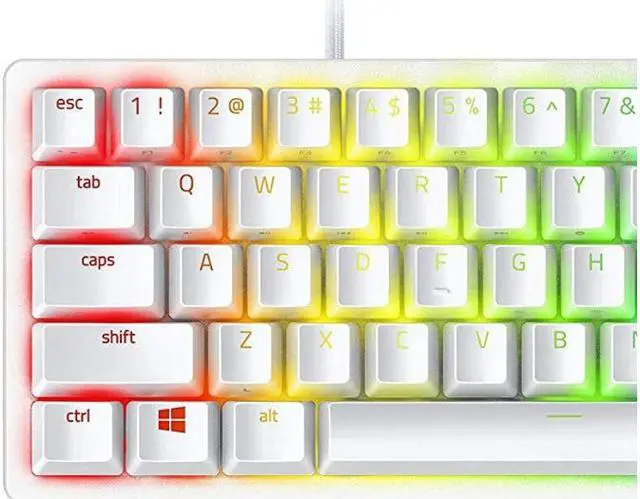Alt view image 16 of 20 - Razer Huntsman Mini 60% Gaming Keyboard: Fastest Keyboard Switches Ever - Clicky Optical Switches - Chroma RGB Lighting - PBT Keycaps - Onboard Memory - Mercury White