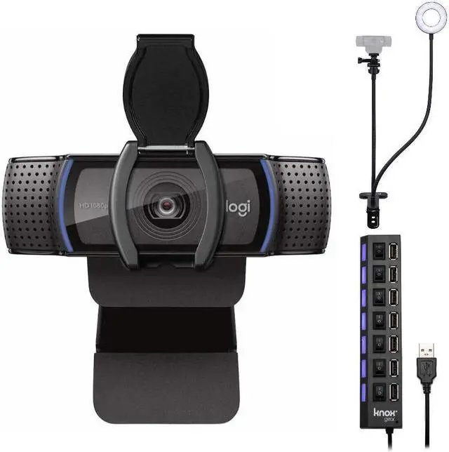 Main image of Logitech C920S Pro HD Webcam Bundle with USB Hub and Ring Light Bundle