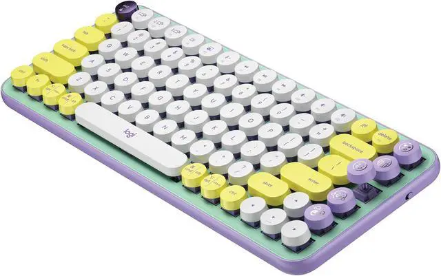 Alt view image 3 of 18 - Logitech POP Keys Mechanical Wireless Keyboard with Customizable Emoji , Durable Compact Design, Bluetooth or USB Connectivity, Multi-Device, OS Compatible - Daydream Mint