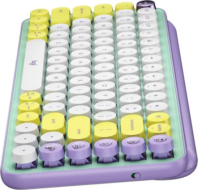Alt view image 5 of 18 - Logitech POP Keys Mechanical Wireless Keyboard with Customizable Emoji , Durable Compact Design, Bluetooth or USB Connectivity, Multi-Device, OS Compatible - Daydream Mint