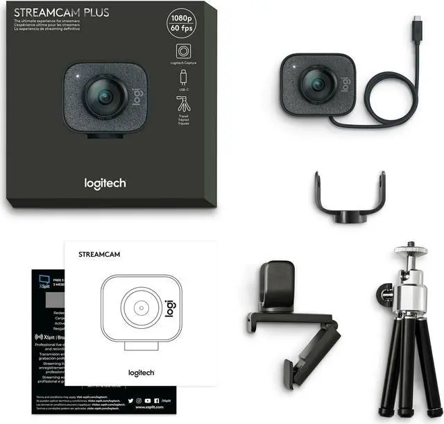 Alt view image 4 of 7 - Logitech StreamCam Plus 1080P HD 60fps USB-C Webcam(Graphite) with Blue Yeti Mic