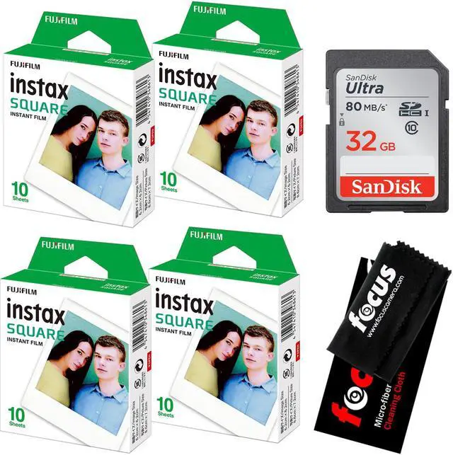 Main image of Fujifilm Instax Square Film for SQ10 Cameras 4 Pack (40 Sheets) w/ 32GB Memory