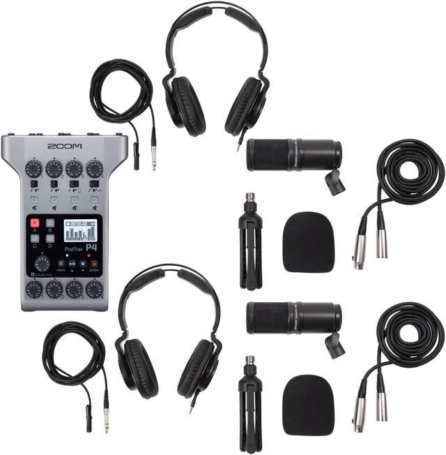 Zoom PodTrak P4 Portable Multitrack Recorder Bundle with ZDM-1 Podcast  2-Pack - Newegg.com