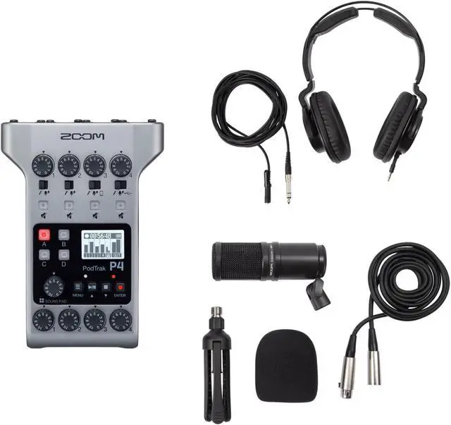 Main image of Zoom PodTrak P4 Portable Multitrack Recorder Bundle with ZDM-1 Podcast Pack