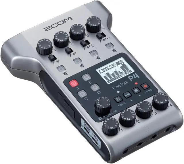 Alt view image 5 of 7 - Zoom PodTrak P4 Portable Multitrack Recorder Bundle with ZDM-1 Podcast Pack
