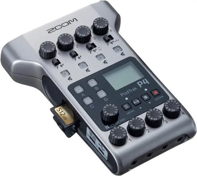Alt view image 6 of 7 - Zoom PodTrak P4 Portable Multitrack Recorder Bundle with ZDM-1 Podcast Pack