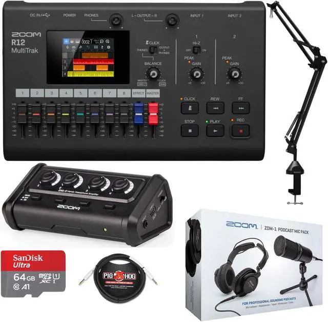 Main image of Zoom R12 Multi-Track Portable Recorder with Accessory Kit and Amplifier Bundle