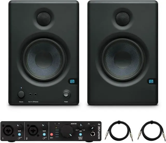 Main image of PreSonus 4.5-Inch 2-Way Active Studio Monitors with Audio Interface and Cables