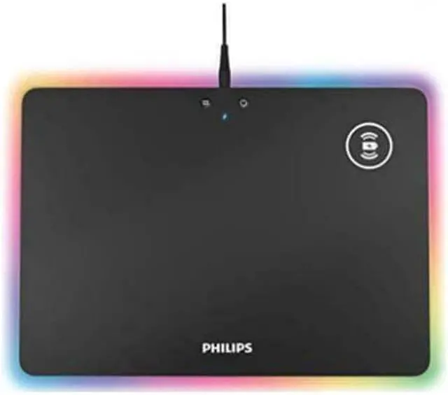 Alt view image 9 of 10 - PHILIPS Gaming Mouse Pad Non-Slip Rubber Base, Adjustable Brightness and Wireless Charging for Laptop Computer PC Games (13.9 x 10 inch)