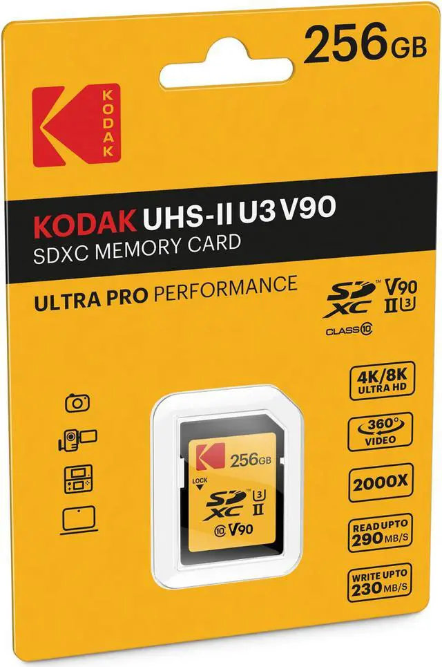 Alt view image 3 of 3 - Kodak 256GB UHS-II U3 V90 Ultra Pro SDXC Memory Card (2-pack)
