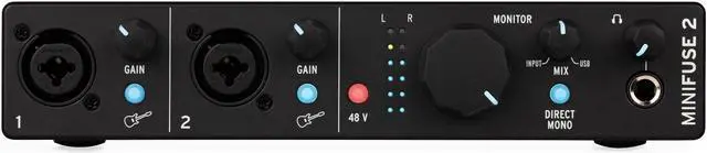 Alt view image 2 of 5 - Arturia MiniFuse 2 Audio Interface (Black) with Studio Speakers and TRS Cables