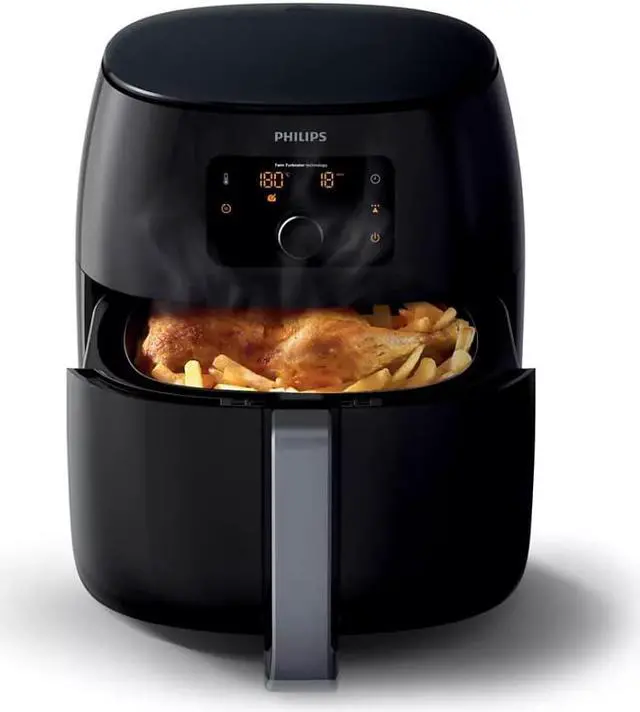 Alt view image 11 of 16 - Philips Avance Collection XXL Digital Twin TurboStar Airfryer Black/Silver - HD9650/96