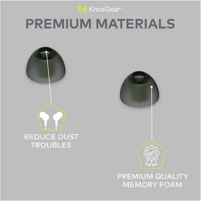 Alt view image 4 of 7 - Knox Gear Noise Isolating Memory Foam Tips & Silicone Earbuds (3 Pairs Each)