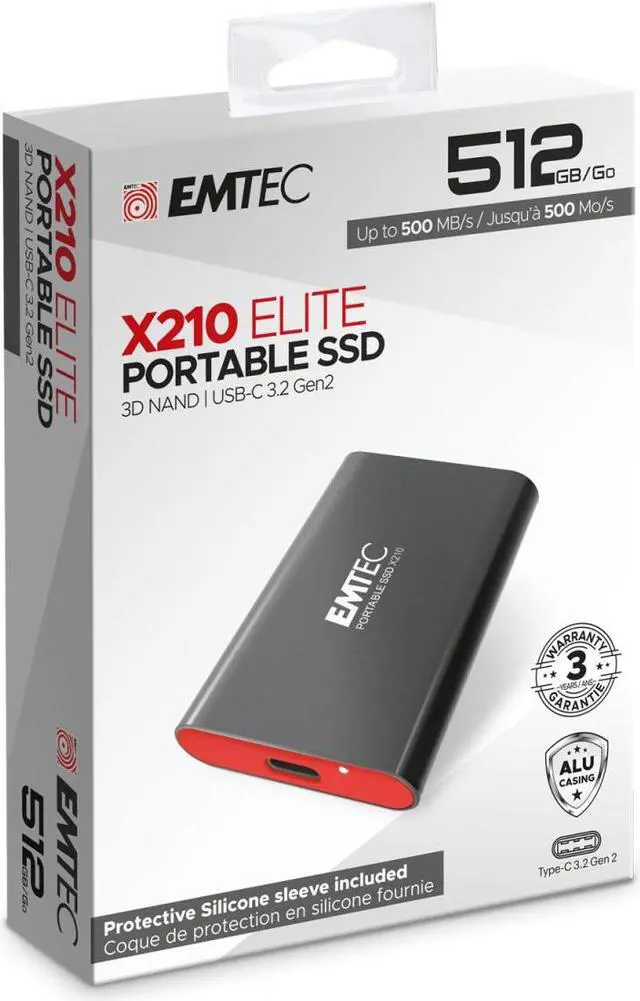 Alt view image 4 of 4 - EMTEC 512GB X210 Portable SSD