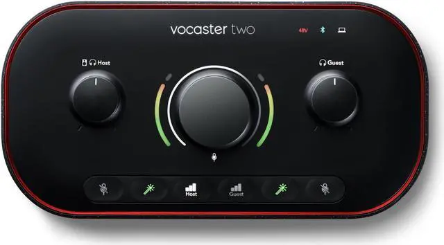 Alt view image 20 of 20 - Focusrite Vocaster Two Studio — Podcasting Interface for Recording Host & Guest, with Professional Quality Vocaster DM14v Dynamic Microphone & HP60v Headphones. Two Mic Inputs & Two Headphone Outputs