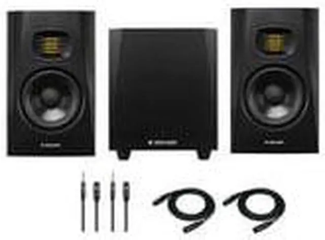 Alt view image 3 of 7 - ADAM Audio T5V Monitor (Pair) with ADAM Audio T10S 10 Subwoofer, and Cables