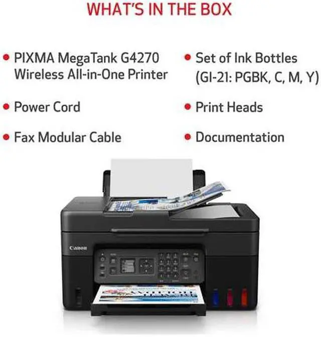 Alt view image 15 of 20 - Canon PIXMA G4270 Wireless MegaTank All-In-One Color Inkjet Printer, Black