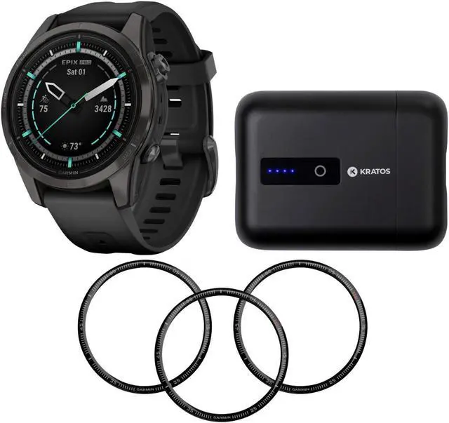 Main image of Garmin epix Pro Gen 2 Sapphire Edition Smartwatch (Gray) with Accessories Bundle