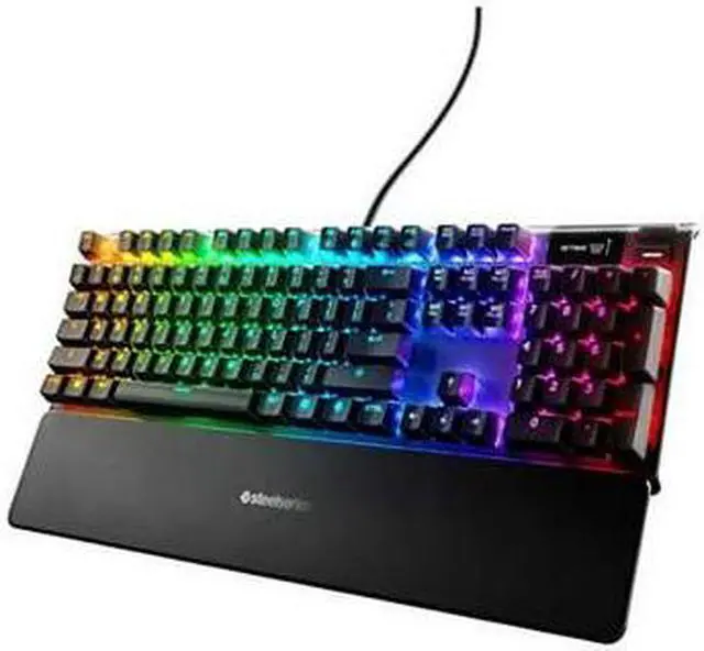 Alt view image 3 of 17 - steelseries apex 7 mechanical gaming keyboard - oled smart display - usb passthrough and media controls - linear and quiet - rgb backlit (red switch)