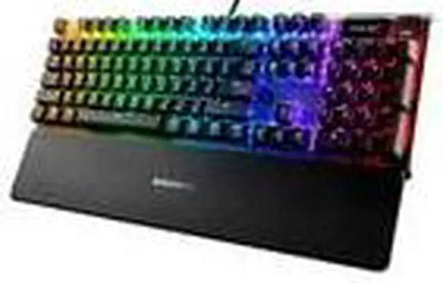 Alt view image 5 of 17 - steelseries apex 7 mechanical gaming keyboard - oled smart display - usb passthrough and media controls - linear and quiet - rgb backlit (red switch)