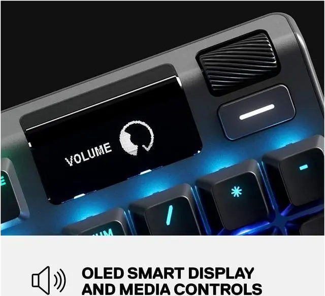 Alt view image 6 of 17 - steelseries apex 7 mechanical gaming keyboard - oled smart display - usb passthrough and media controls - linear and quiet - rgb backlit (red switch)