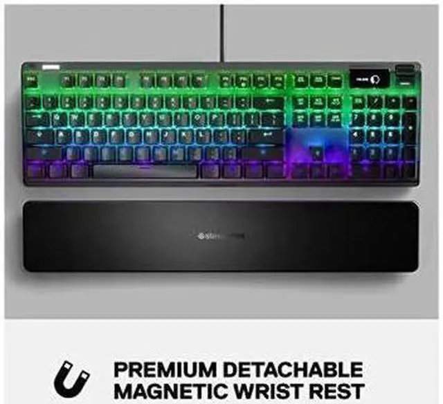Alt view image 9 of 17 - steelseries apex 7 mechanical gaming keyboard - oled smart display - usb passthrough and media controls - linear and quiet - rgb backlit (red switch)