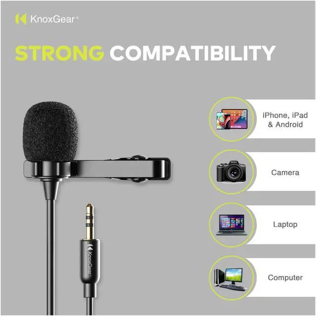 Alt view image 3 of 7 - Knox Gear Omnidirectional Condenser Lavalier Microphone (Multi-Pack)