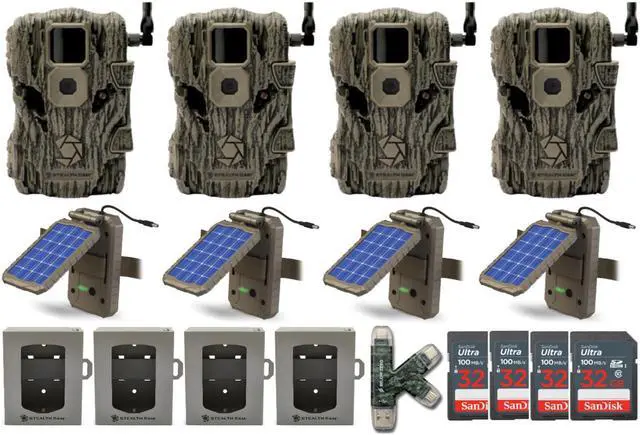 Main image of Stealth Cam Fusion X 26MP Trail Camera with Solar Power Panel Bundle (4-Pack)