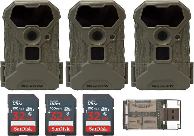 Main image of Stealth Cam Wildview 14MP Trail Camera with 32GB Memory Card Bundle (3-Pack)
