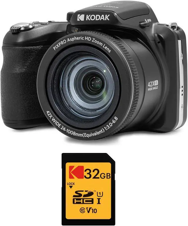 Main image of Kodak Pixpro AZ425 Astro Zoom 20MP Camera With 42x Zoom (Black) with 32GB SD