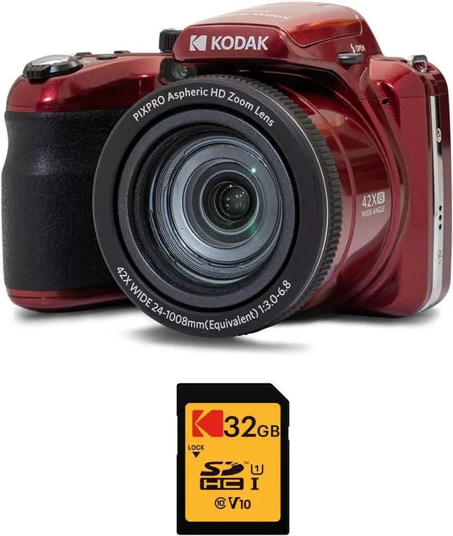 Main image of Kodak Pixpro AZ425 Astro Zoom 20MP Camera With 42x Zoom (Red) with 32GB SD