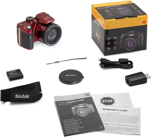 Alt view image 6 of 7 - Kodak PIXPRO AZ425 Astro Zoom 20MP Camera with 42x Zoom (Red) with Accessory kit