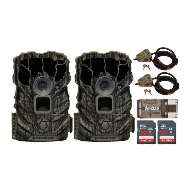 Stealth Cam Browtine 14MP Trail Camera Bundle With 32GB SD Card & USB Reader - 60ft Detection, 0.7s Trigger