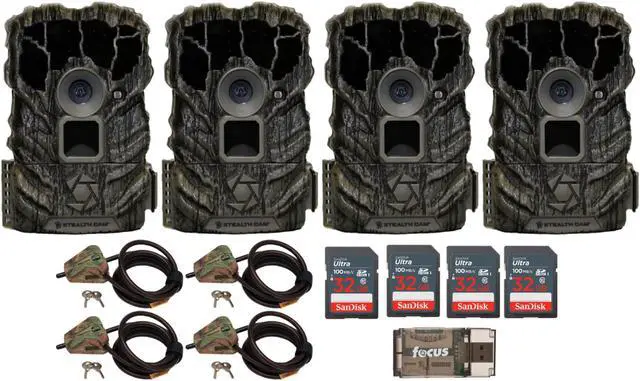Main image of Stealth Cam Browtine 14MP Camera (4-Pack) with Trail Camera Bundle