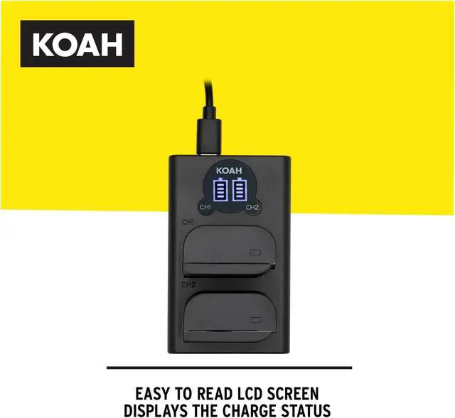 Alt view image 4 of 8 - koah pro dmw-blk22 battery (2-pack) and usb-c led dual charger kit (7.2v, 2250mah)