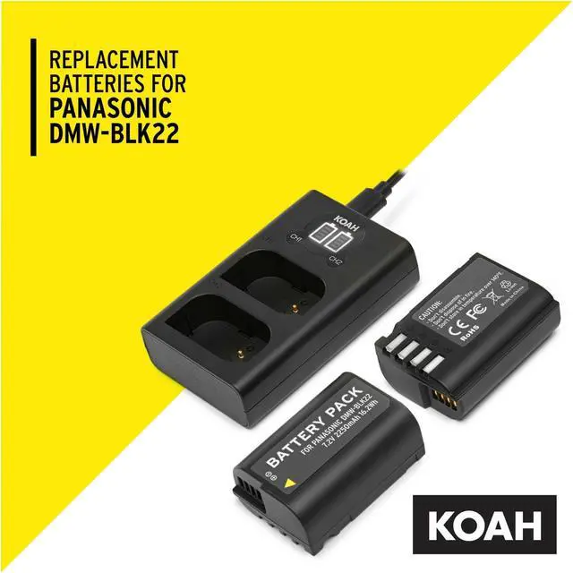 Alt view image 5 of 8 - koah pro dmw-blk22 battery (2-pack) and usb-c led dual charger kit (7.2v, 2250mah)