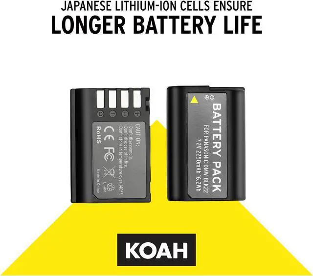 Alt view image 6 of 8 - koah pro dmw-blk22 battery (2-pack) and usb-c led dual charger kit (7.2v, 2250mah)