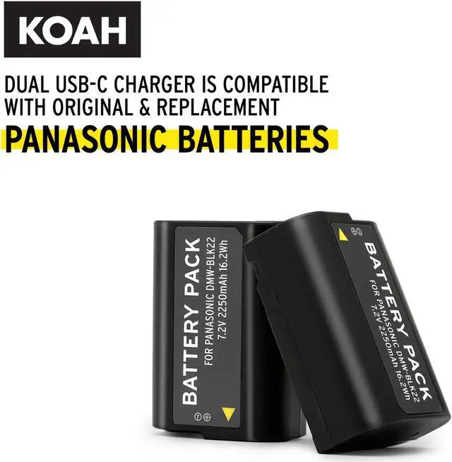 Alt view image 8 of 8 - koah pro dmw-blk22 battery (2-pack) and usb-c led dual charger kit (7.2v, 2250mah)