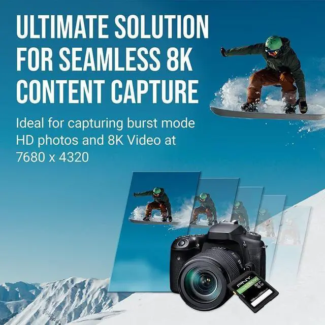 Alt view image 6 of 11 - pny 128gb x-pro 90 class 10 u3 v90 uhs-ii sdxc flash memory card - 300mb/s, class 10, u3, v90, 8k uhd, 4k uhd, full hd, uhs-ii, full size sd