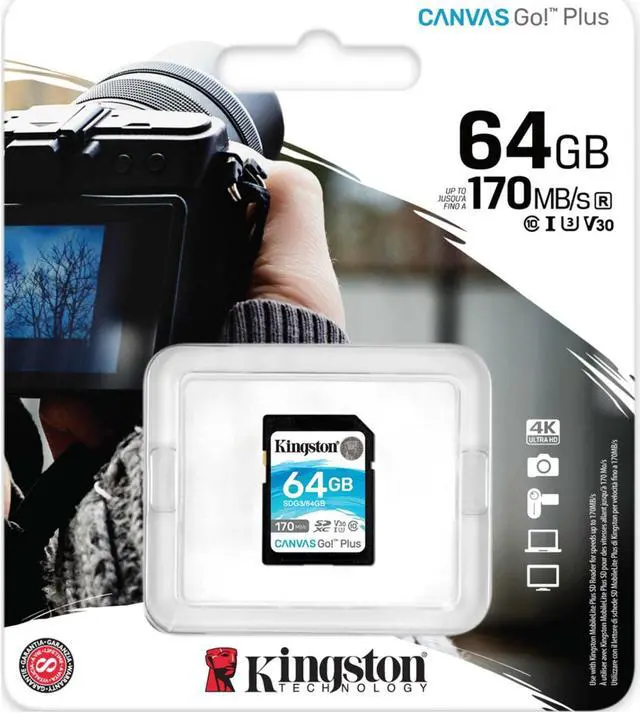 Alt view image 16 of 20 - Kingston Canvas Go! Plus 64 Gb Class 10/Uhs-I (U3) Sdxc