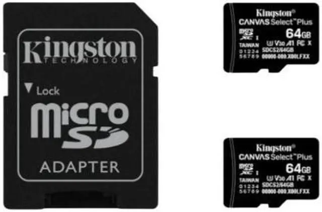 Alt view image 15 of 18 - Kingston Canvas Select Plus 64GB Micro SD Card and Adapter SDCS2/64GB-2P1A