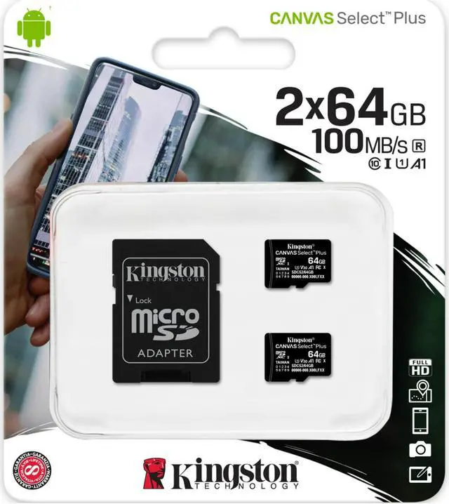 Alt view image 16 of 18 - Kingston Canvas Select Plus 64GB Micro SD Card and Adapter SDCS2/64GB-2P1A